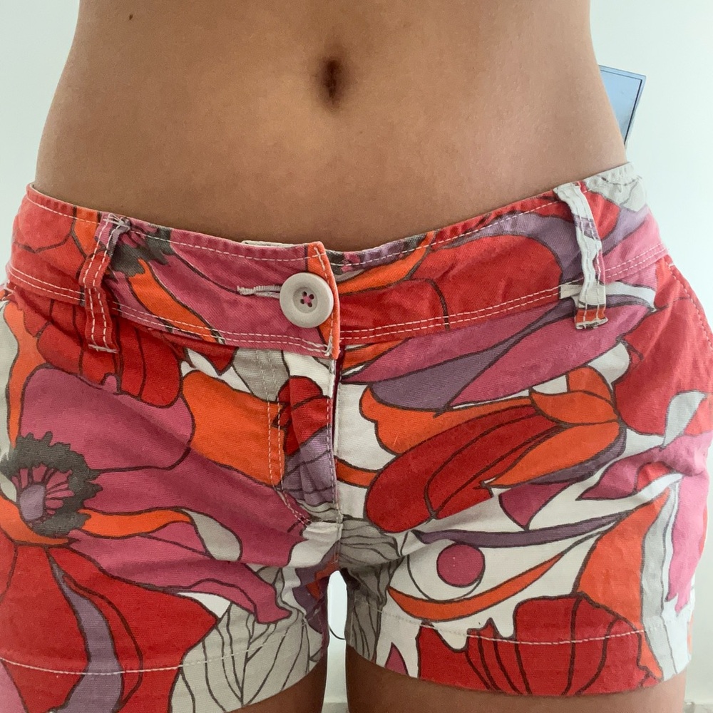 Aeropostale low Waist Floral Shorts - Red, Pink, Orange